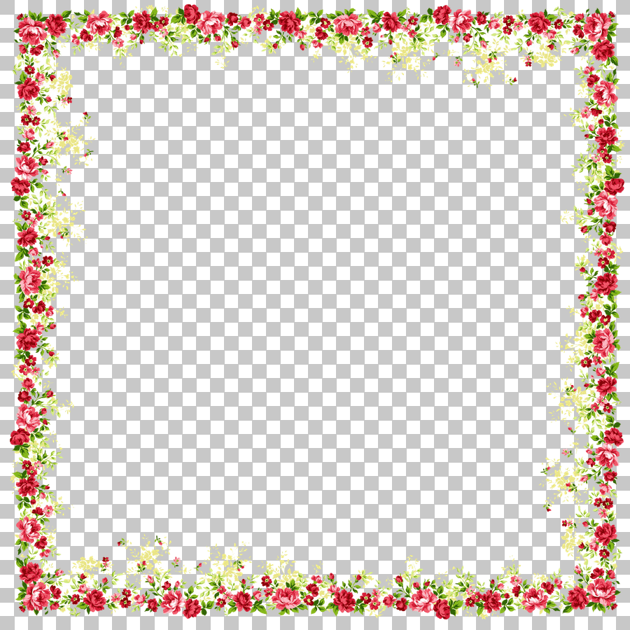 Red and Beige Floral Frame