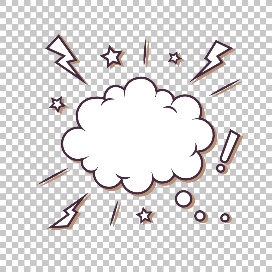 Bubble Cloud Speech Balloon with Stars and Lightning