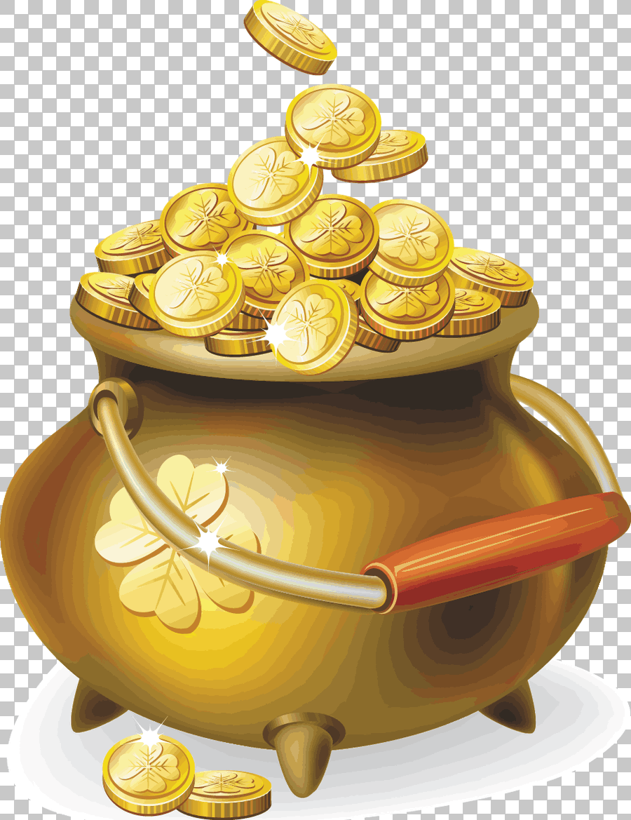 Gold Coin in Realistic Gold Jar