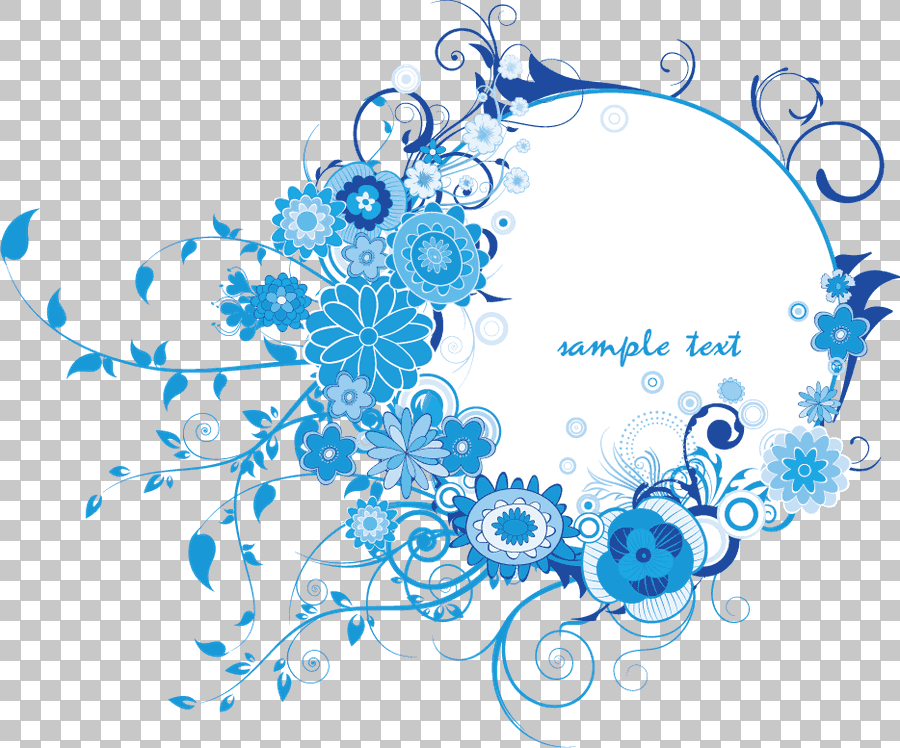 Blue Border Floral Frame