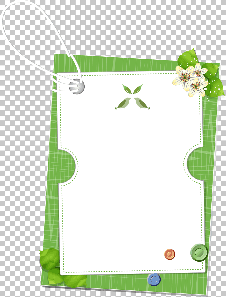 Green Floral Border with Leaves