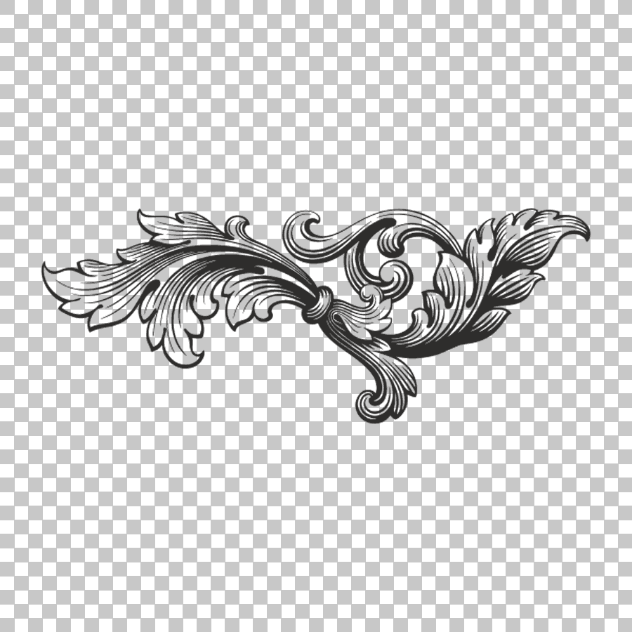 Baroque Scroll Ornament Monochrome