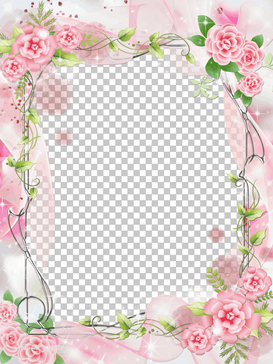 Pink and White Floral Frame Template