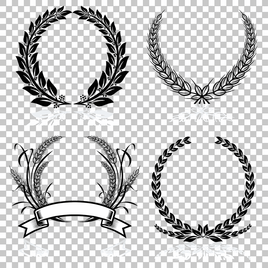 Laurel Wreath Black and White