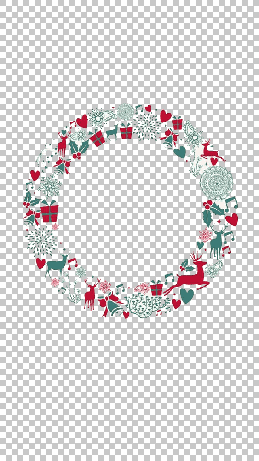 Christmas Wreath Circle Illustration