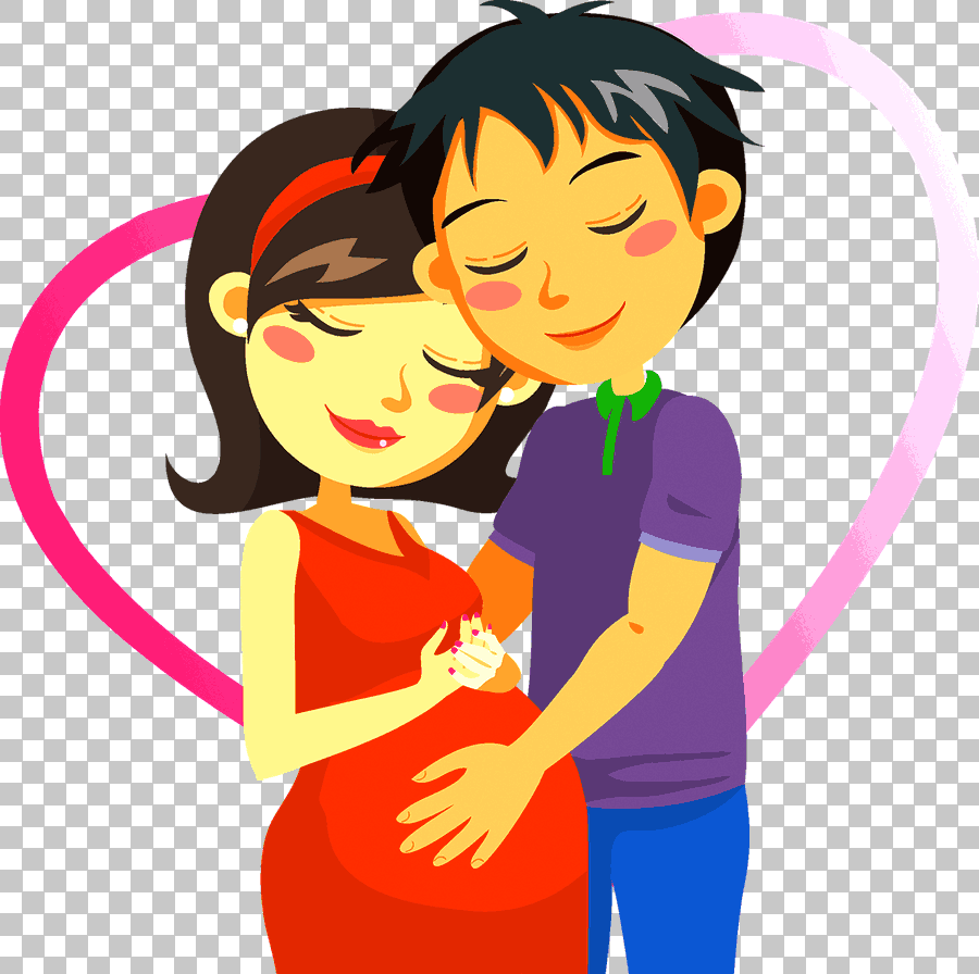 Pregnant Couple Cartoon Illustration