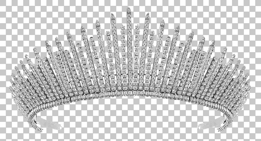 Silver Tiara with Gemstones and Diamonds