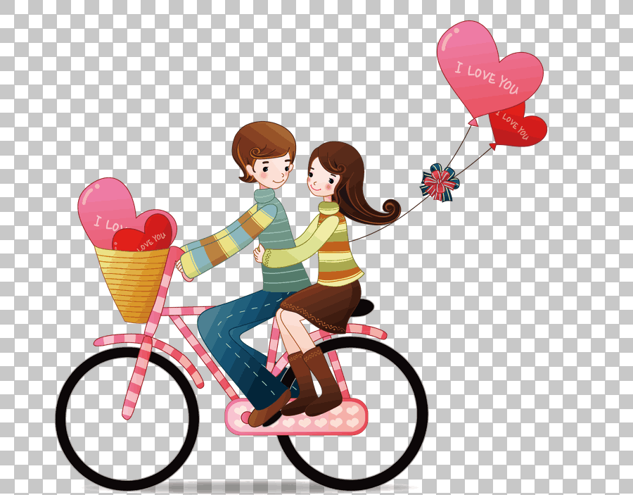 Boy and Girl Riding Bicycle