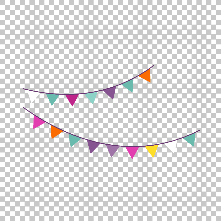 Cartoon Birthday Party Bunting Flags