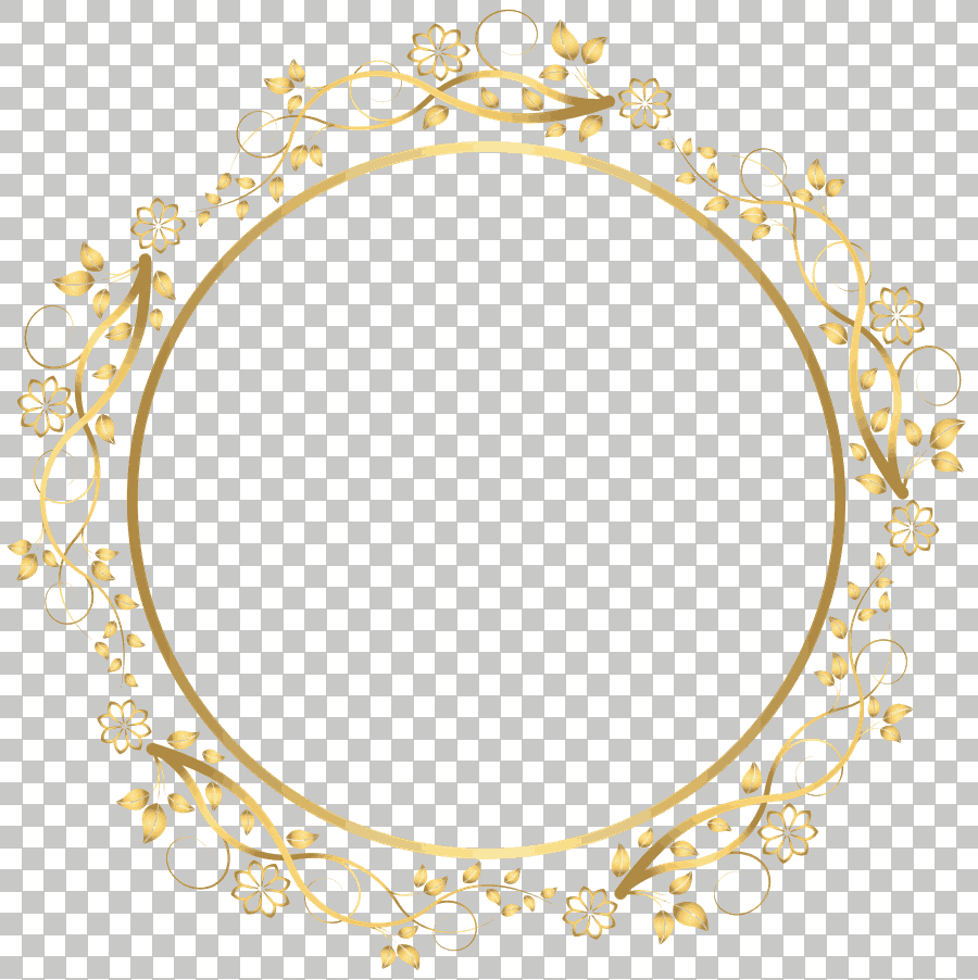 Round Yellow Floral Frame