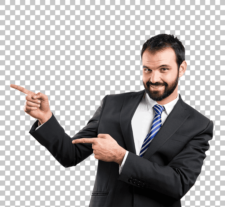 Businessman in Suit Pointing