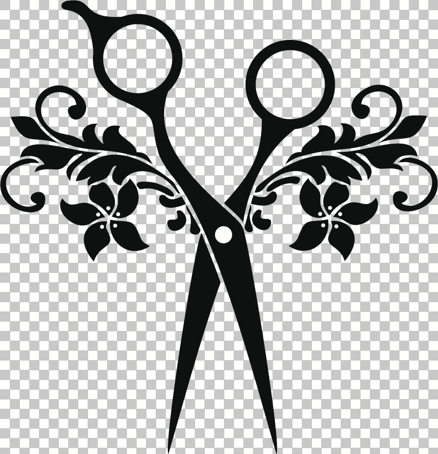 Scissors with Flowers Illustration