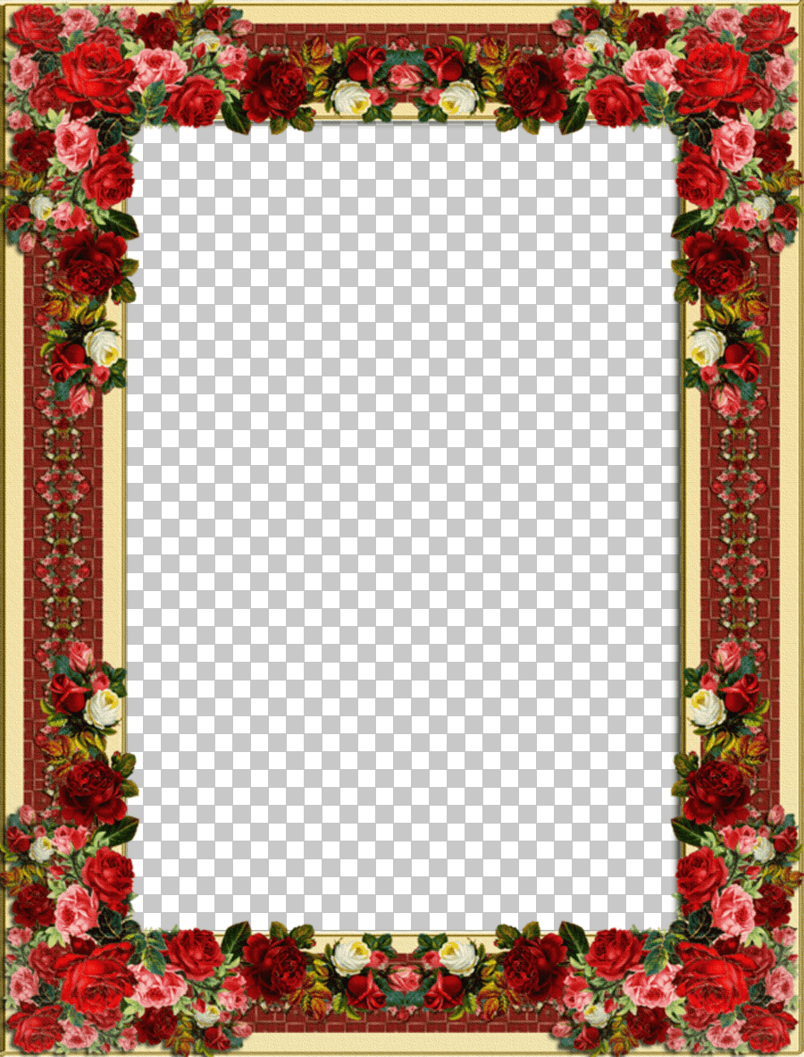 Vintage Red and White Flower Frame