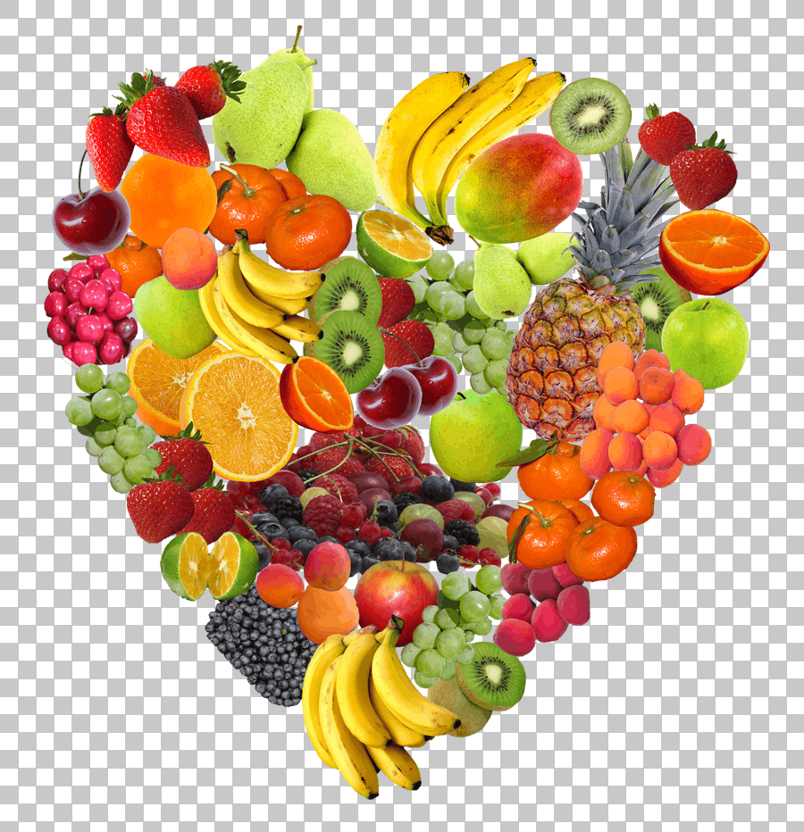 Assorted Fruits Heart Illustration