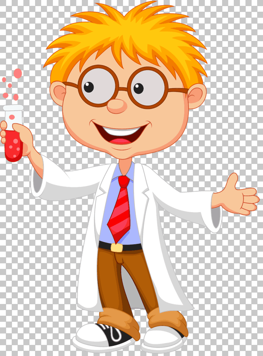 Scientist Cartoon Child Holding Hand