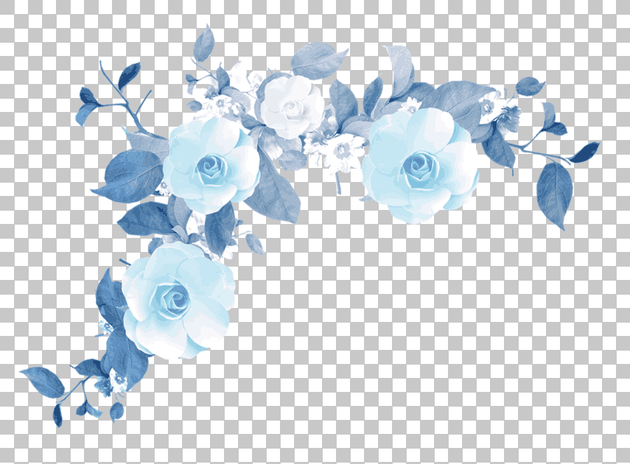 Blue and White Roses Border