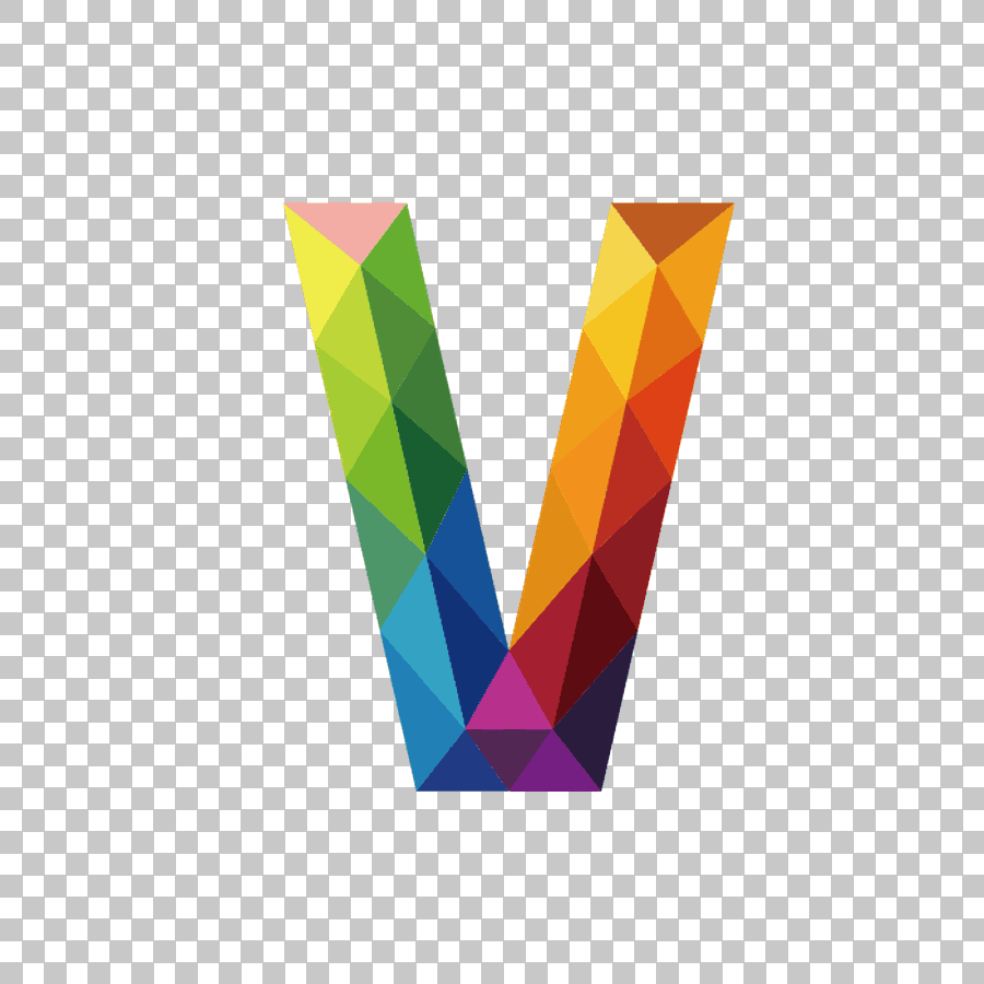 Multicolored Geometric Letter V