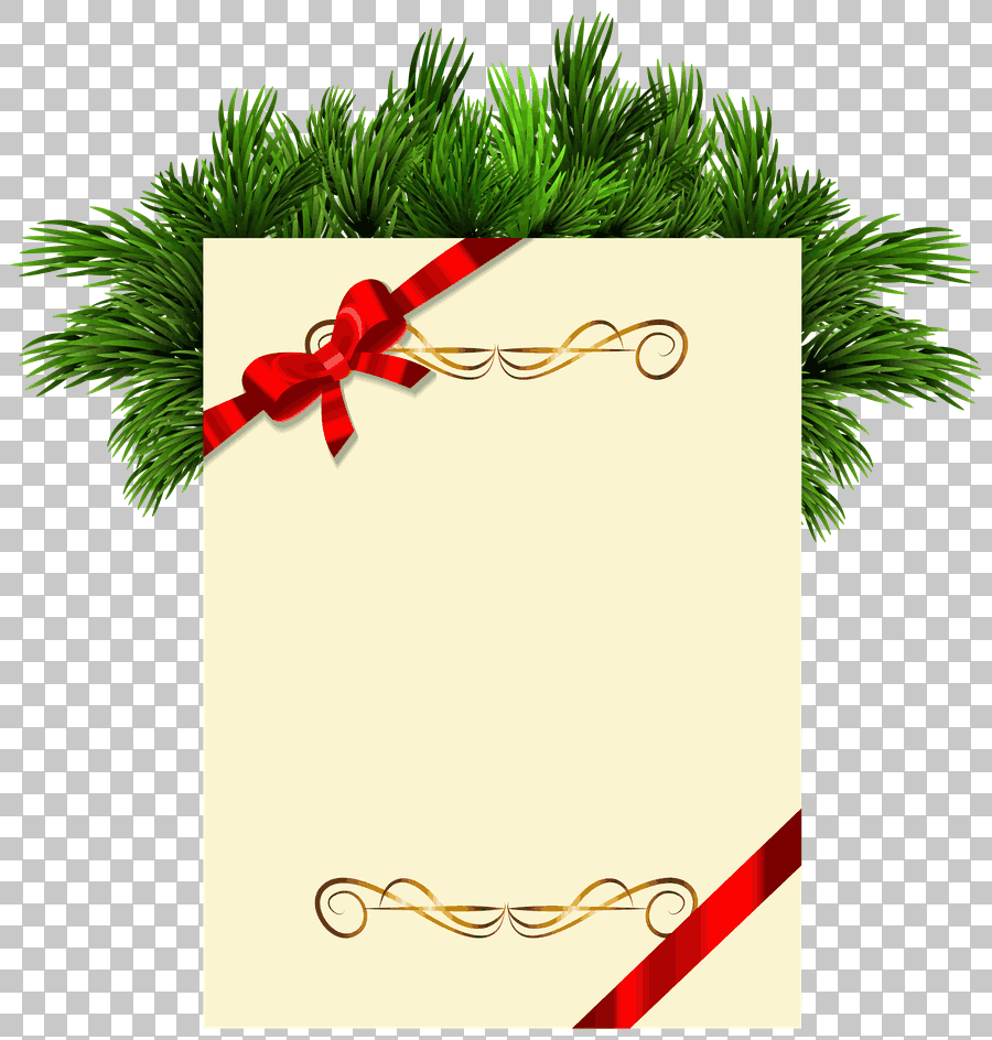 Santa Claus Gift Tag PNG Image with Pine Branches