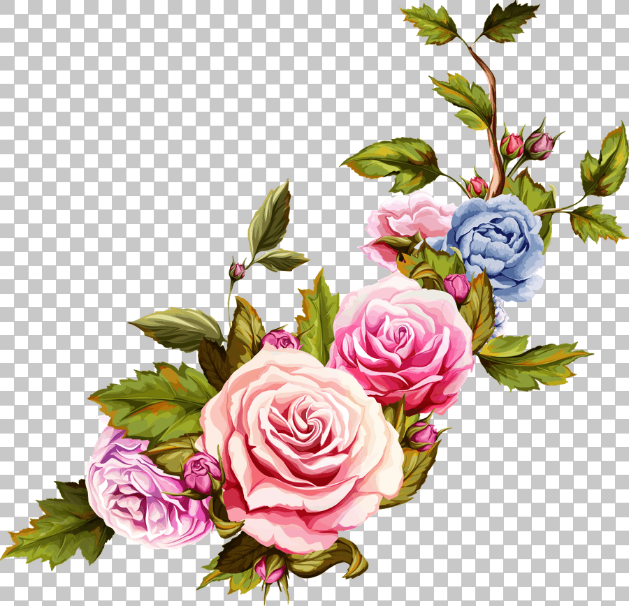 Pink Roses with Leaves