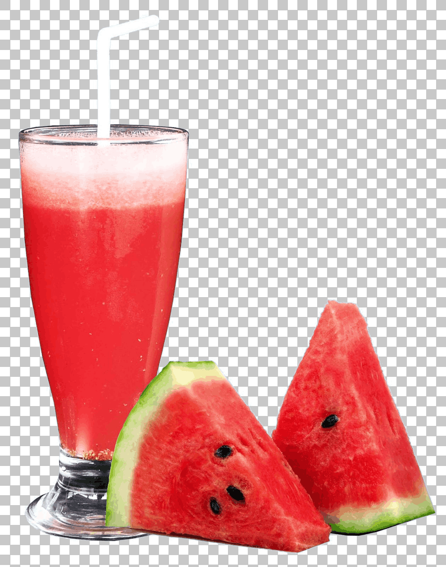 Two Slices of Watermelon and Juice