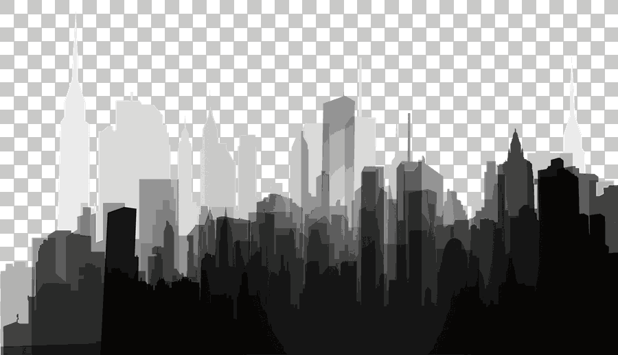 Black and White City Silhouette