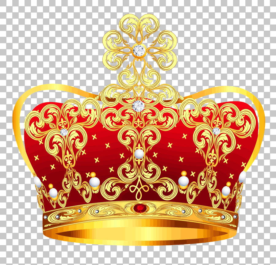 Gold and Red Crown with Pearls