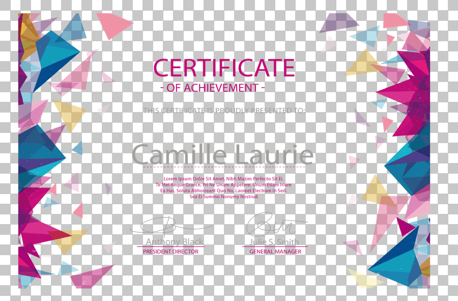 Diploma Certificate with Color Triangle Border