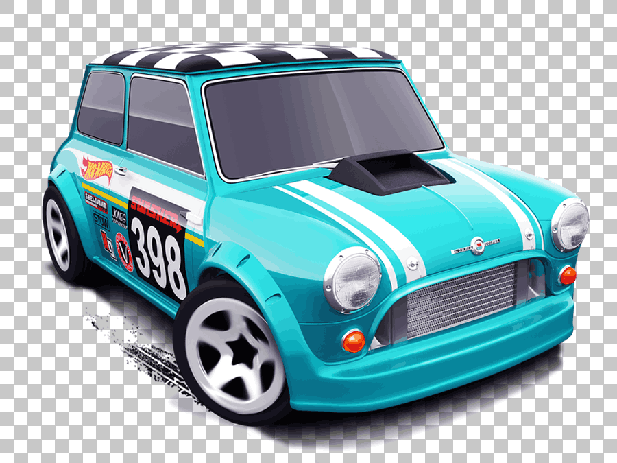 Teal Hot Wheels MINI Cooper Car