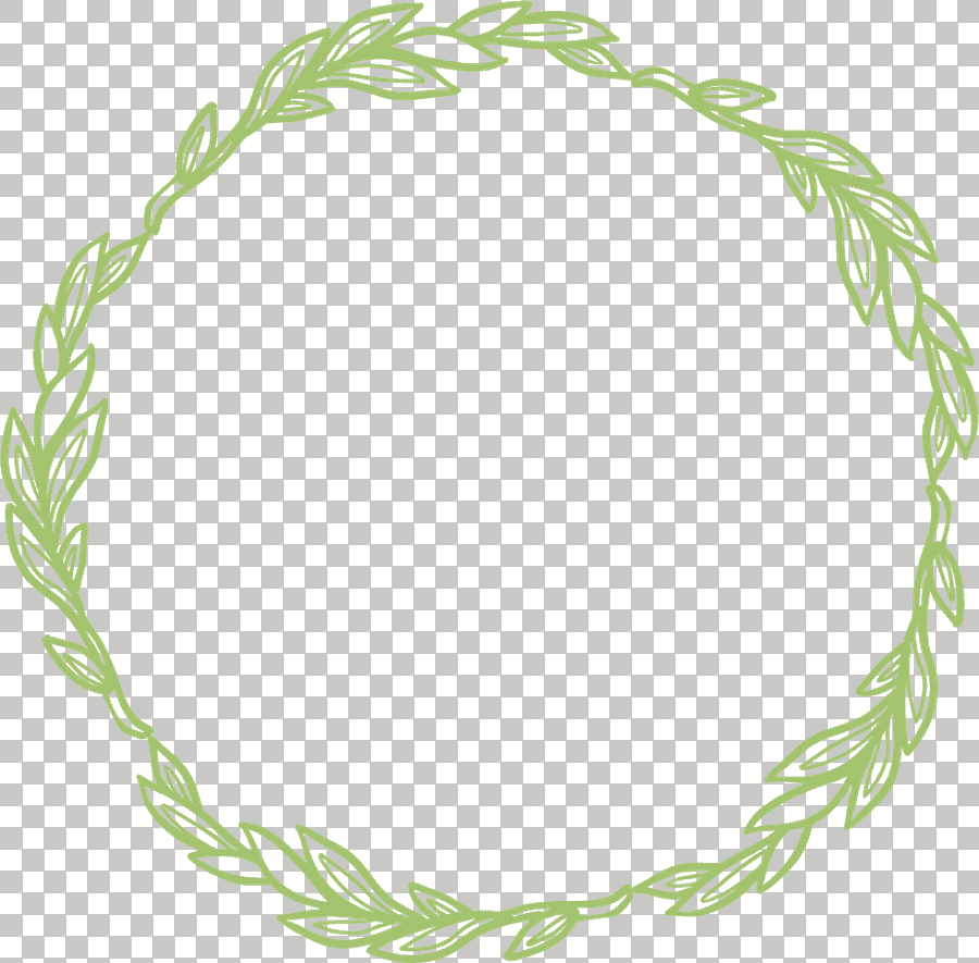 Round Green Floral Frame