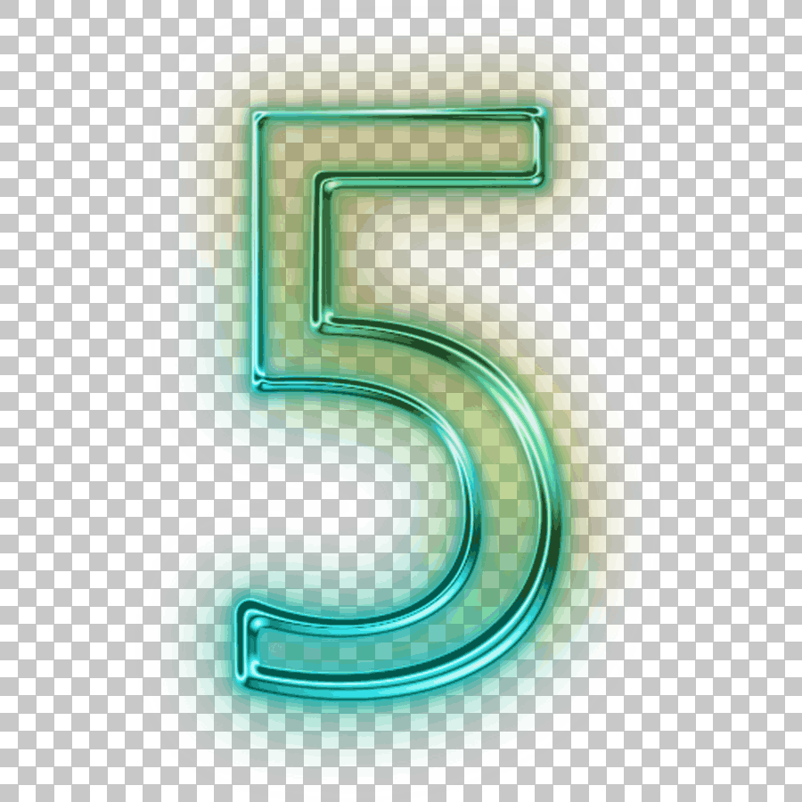 Teal Number 5 Illustration