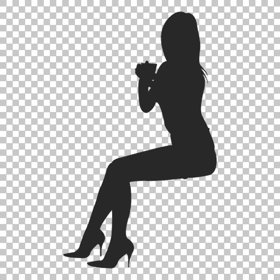 Silhouette Woman Drawing with Sitting Man and Animals