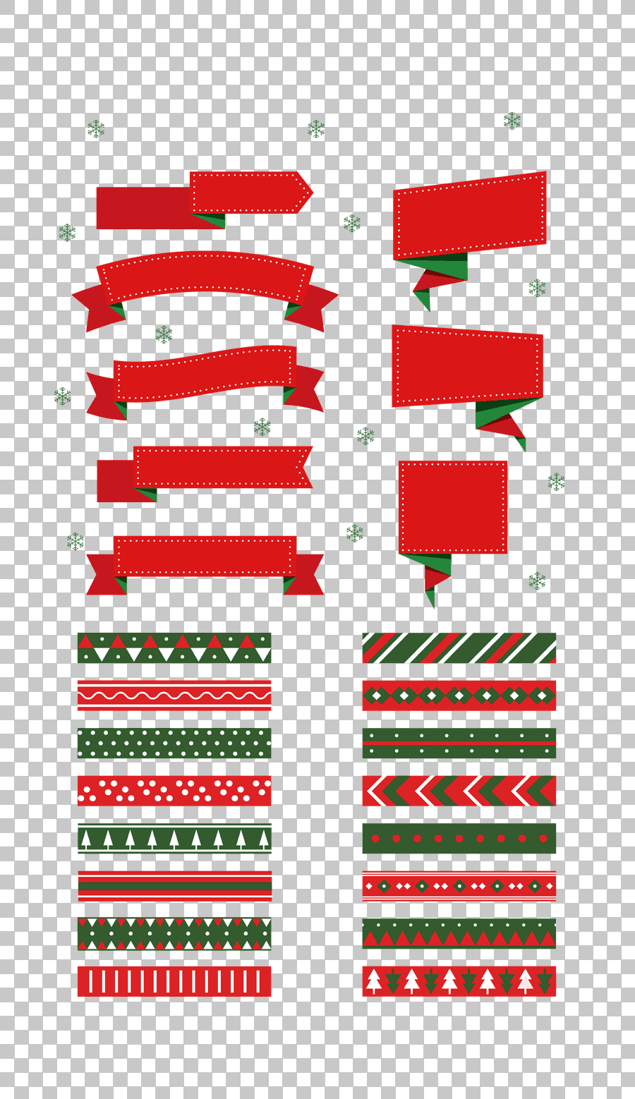 Red Christmas Pattern Label with Ribbon