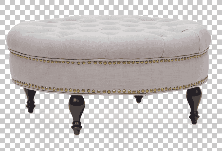 Gray Tufted Round Ottoman