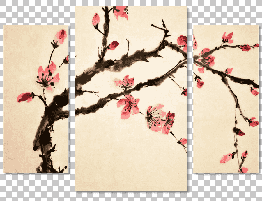 Cherry Blossom Branch Watercolor