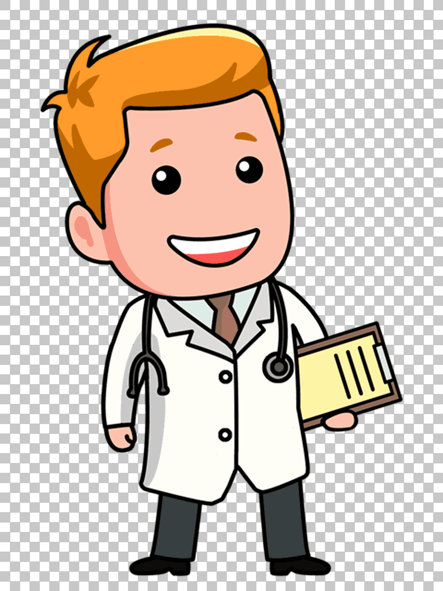 Cartoon Physician Holding Child