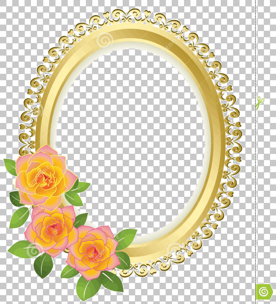 Gold Flower Round Frame