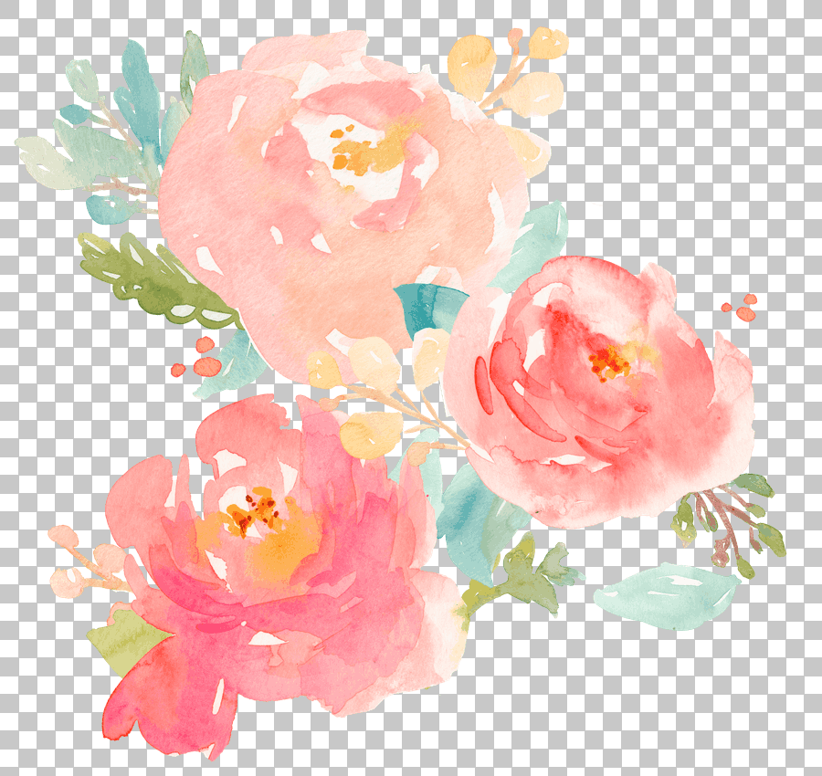 Watercolor Peony Bouquet