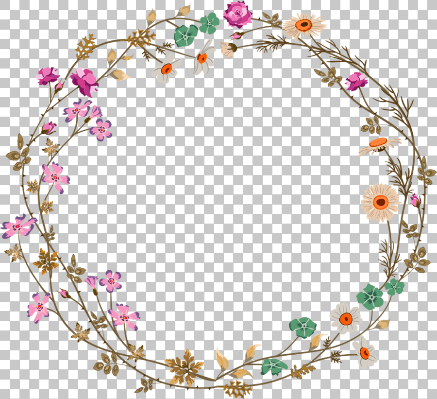 Colorful Flower Vine Circle Border Texture