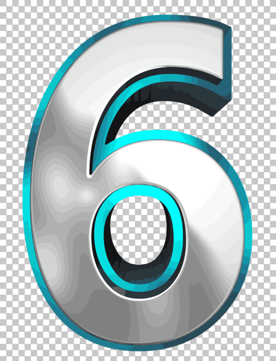 Metallic Blue Number Six Sticker