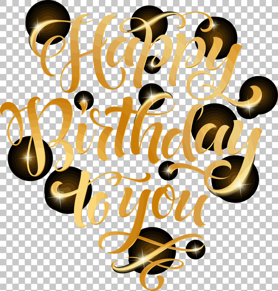 Happy Birthday Text in Golden Font