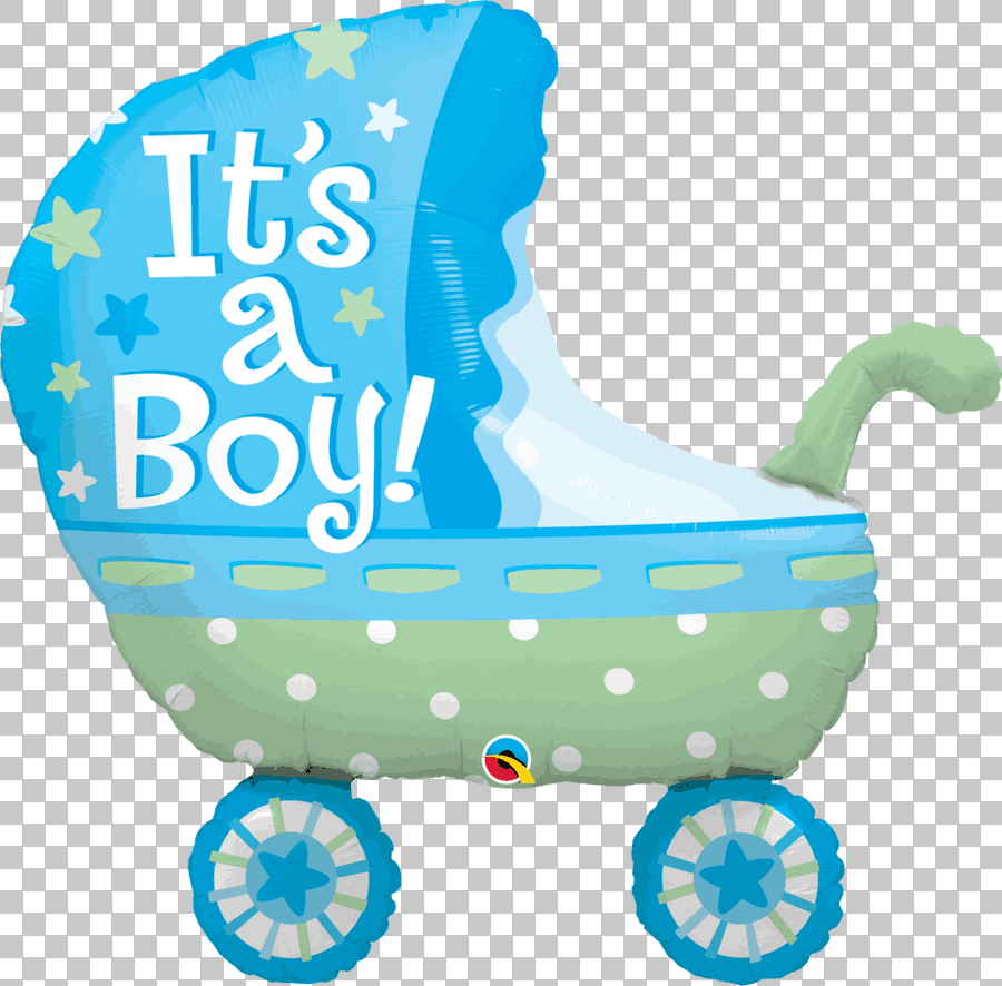 Blue Baby Stroller with Balloon