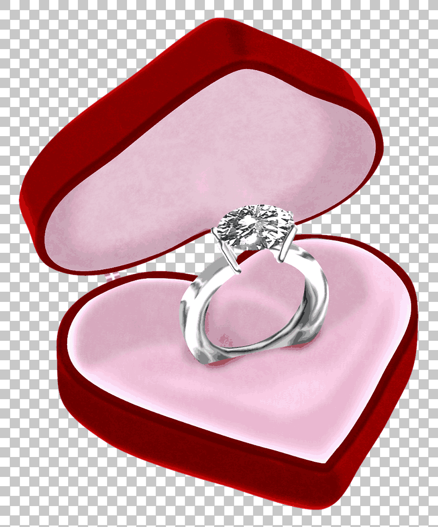 Diamond Engagement Ring in Red Heart Box