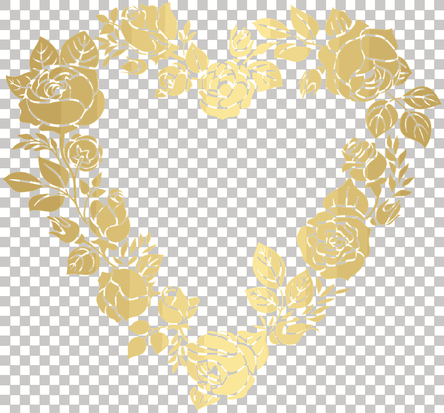 Gold Roses Heart Wreath